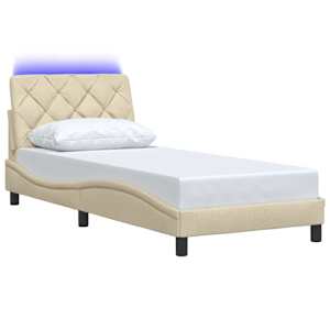 Rám postele s LED bez matrace Cream 80x200 cm Látka - obrázek 3
