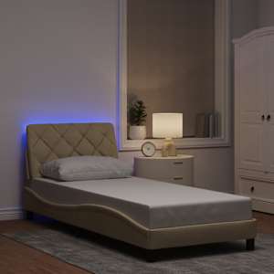 Rám postele s LED bez matrace Cream 80x200 cm Látka - obrázek 1