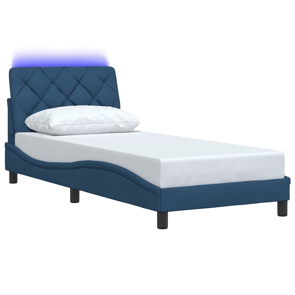 vidaXL Bedframe met LED zonder matras 80x200 cm stof blauw afbeelding