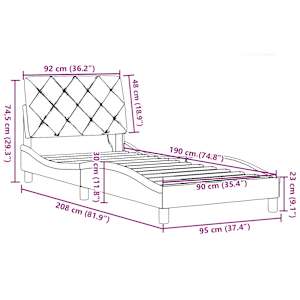 Rám postele s LED bez matrace Tmavě šedá 90x190 cm Látka - obrázek 15