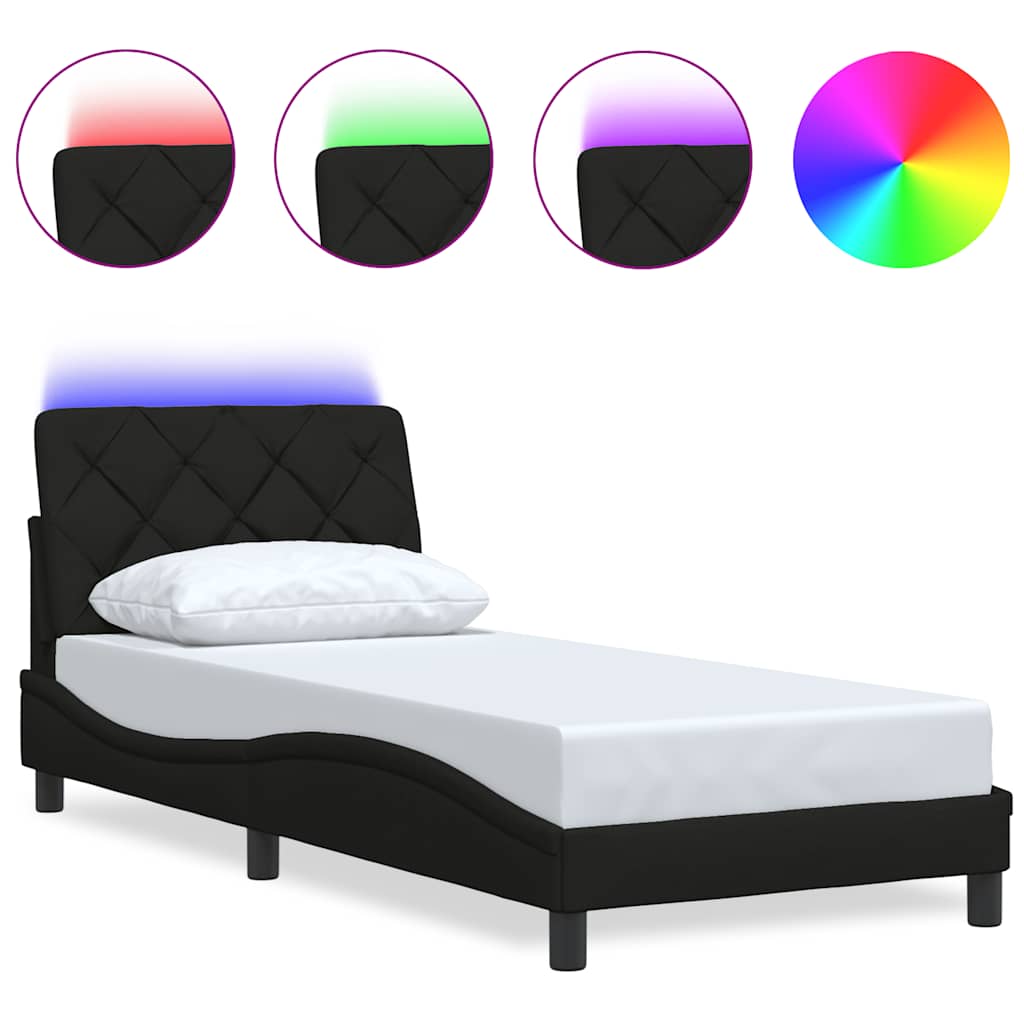 Thumbnail - vidaXL Bettgestell mit LED ohne Matratze Schwarz 90x190 cm Stoff
