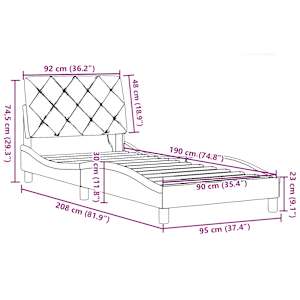 Rám postele s LED bez matrace černý 90x190 cm Látka - obrázek 15