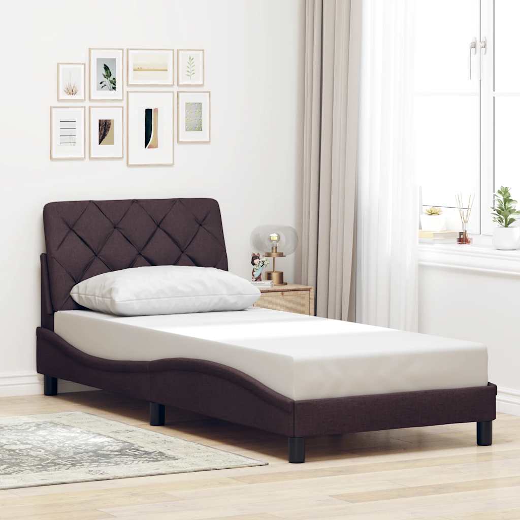 vidaXL Bedframe met LED zonder matras 90x190 cm stof donkerbruin bruin, foto 2