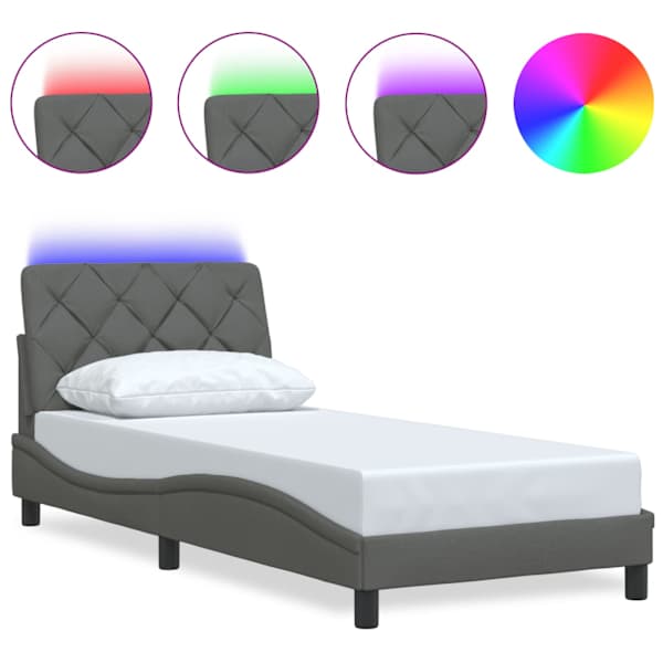 vidaXL voodiraam LED-iga ilma madratsita, 90x200 cm, kangas