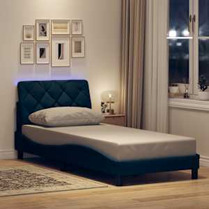 Rám postele s LED bez matrace Modrá 90x200 cm Látka - obrázek 1