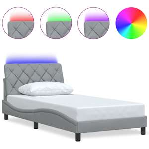 Rám postele s LED bez matrace Světle šedá 100x200 cm Látka - obrázek 2