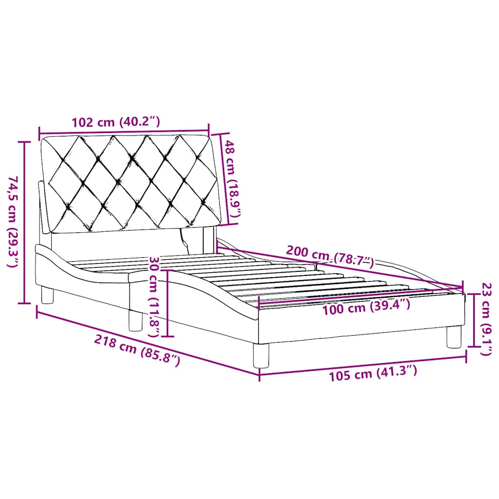 Rám postele s LED bez matrace Světle šedá 100x200 cm Látka - obrázek 15