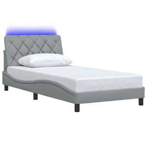 Rám postele s LED bez matrace Světle šedá 100x200 cm Látka - obrázek 3