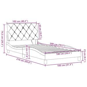 Rám postele s LED bez matrace Světle šedá 100x200 cm Látka - obrázek 15