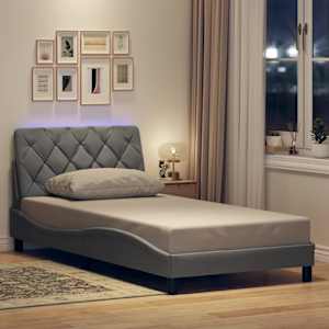 Rám postele s LED bez matrace Světle šedá 100x200 cm Látka - obrázek 1
