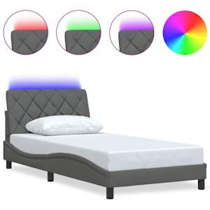 Rám postele s LED bez matrace Tmavě šedá 100x200 cm Látka - obrázek 2