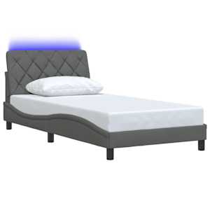 Rám postele s LED bez matrace Tmavě šedá 100x200 cm Látka - obrázek 3