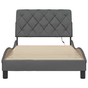 Rám postele s LED bez matrace Tmavě šedá 100x200 cm Látka - obrázek 5