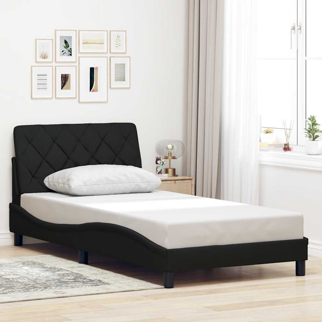vidaXL Bedframe met LED zonder matras 100x200 cm stof zwart, foto 2