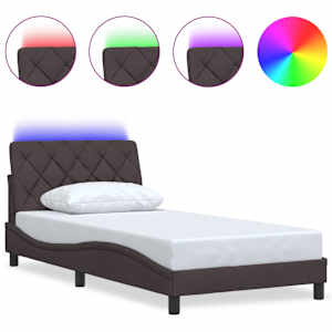 Rám postele s LED bez matrace Tmavě hnědá 100x200 cm Látka - obrázek 2