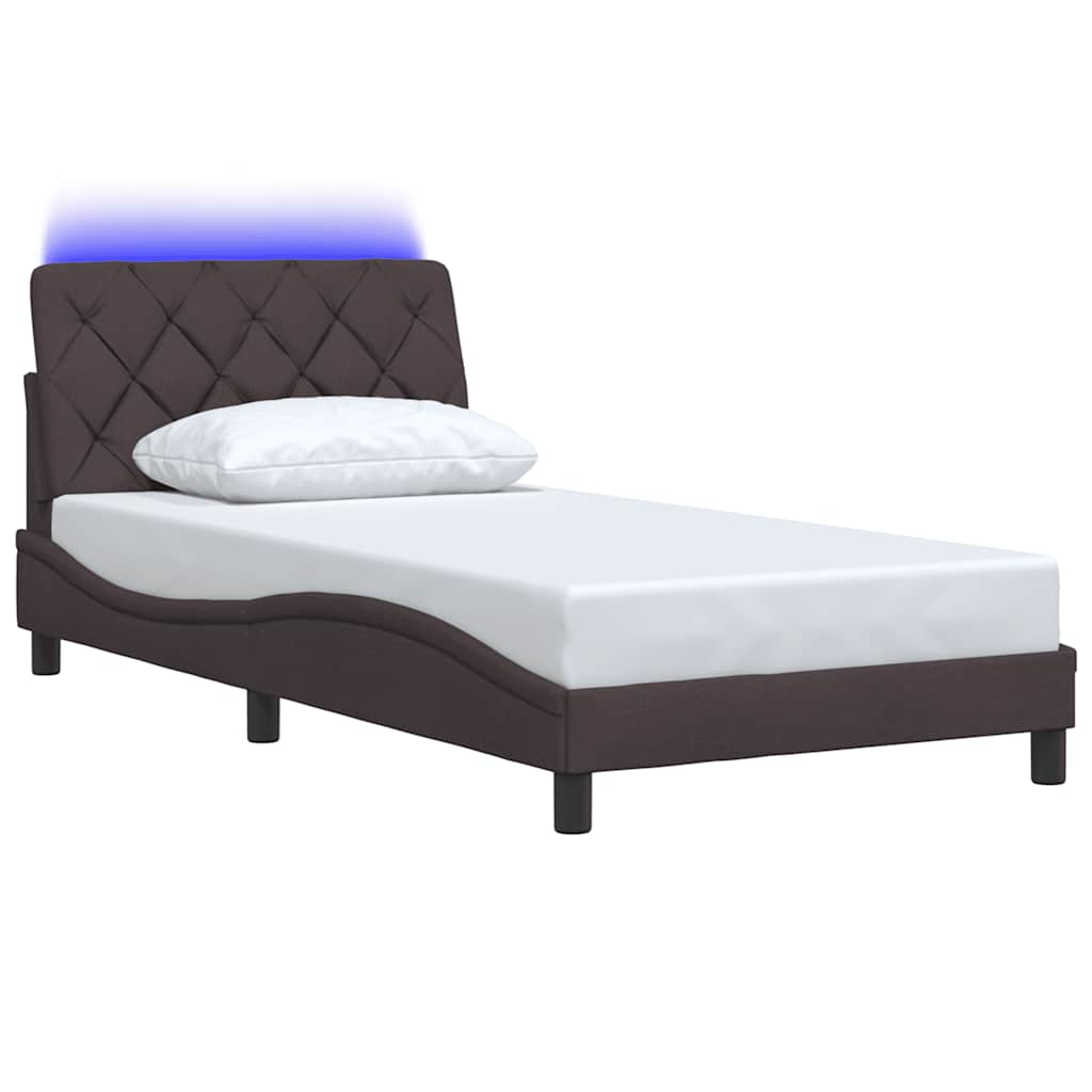 vidaXL Bedframe met LED zonder matras 100x200 cm stof donkerbruin bruin, foto 4