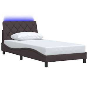 Rám postele s LED bez matrace Tmavě hnědá 100x200 cm Látka - obrázek 3