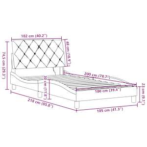 Rám postele s LED bez matrace Tmavě hnědá 100x200 cm Látka - obrázek 15