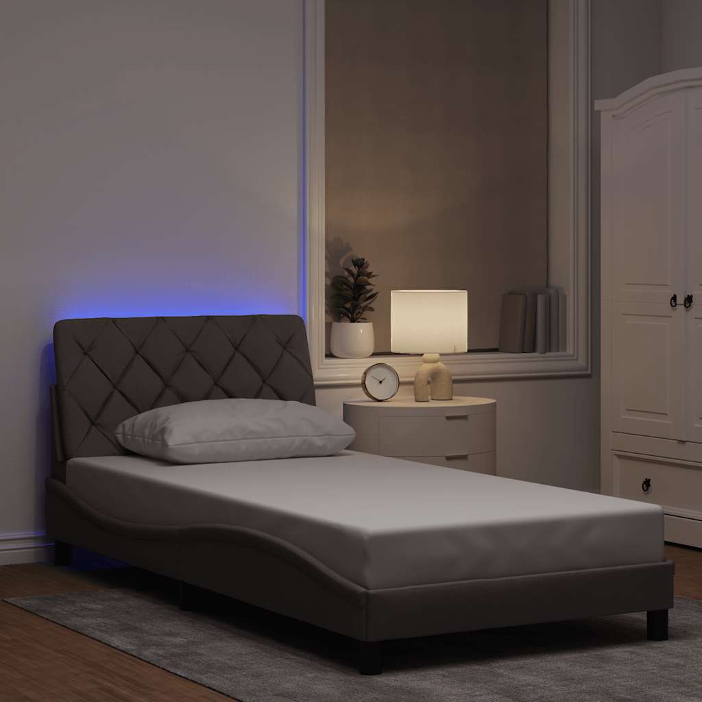 vidaXL Cadru de pat cu LED fără saltea Taupe 100x200 cm Material