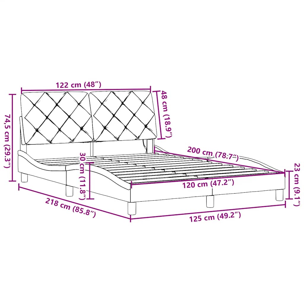 Rám postele s LED bez matrace Světle šedá 120x200 cm Látka - obrázek 15