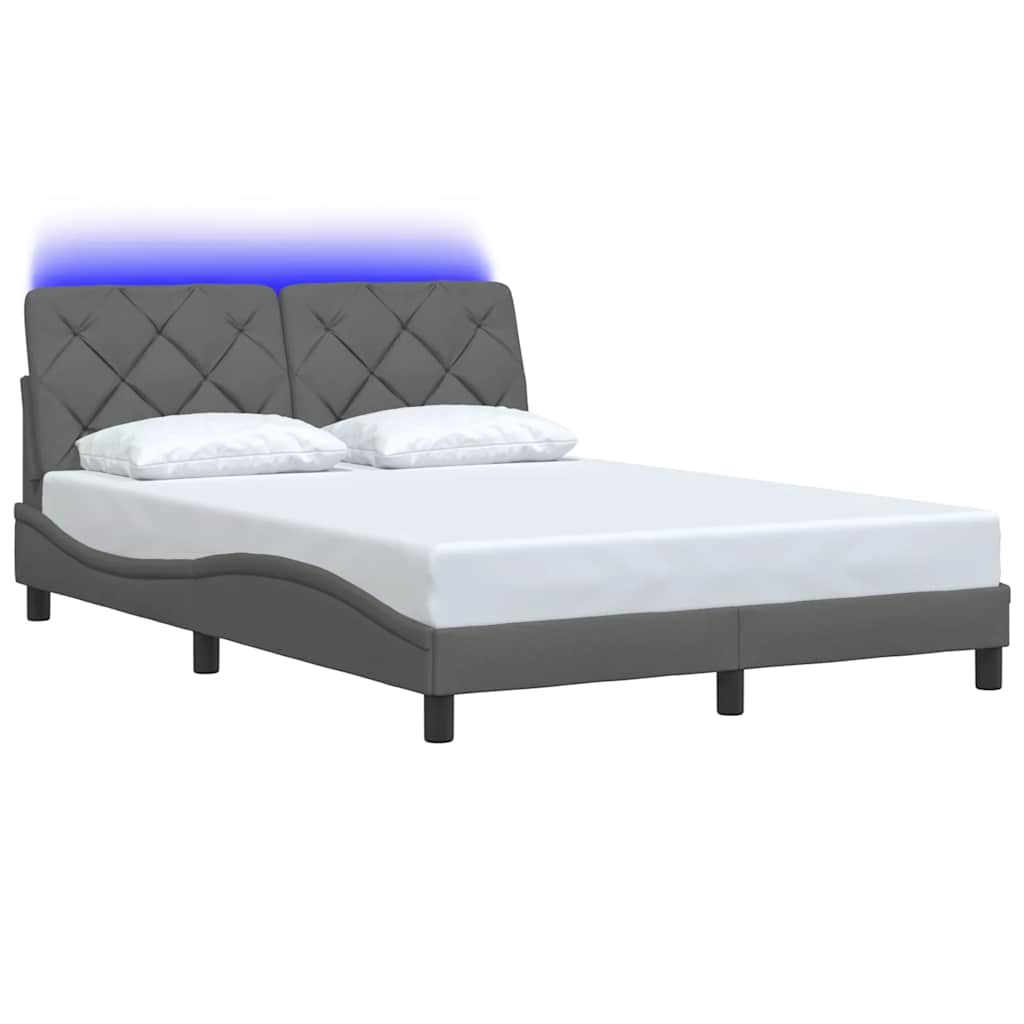 Thumbnail - vidaXL Bettgestell mit LED ohne Matratze Dunkelgrau 120x200 cm Stoff