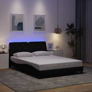 Rám postele s LED bez matrace černý 120x200 cm Látka - obrázek 1