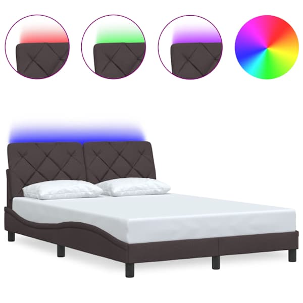 vidaXL voodiraam LED-iga ilma madratsita Tumepruun 120x200 cm kangas