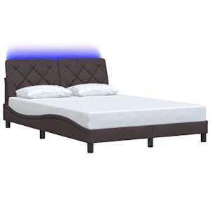 Rám postele s LED bez matrace Tmavě hnědá 120x200 cm Látka - obrázek 3