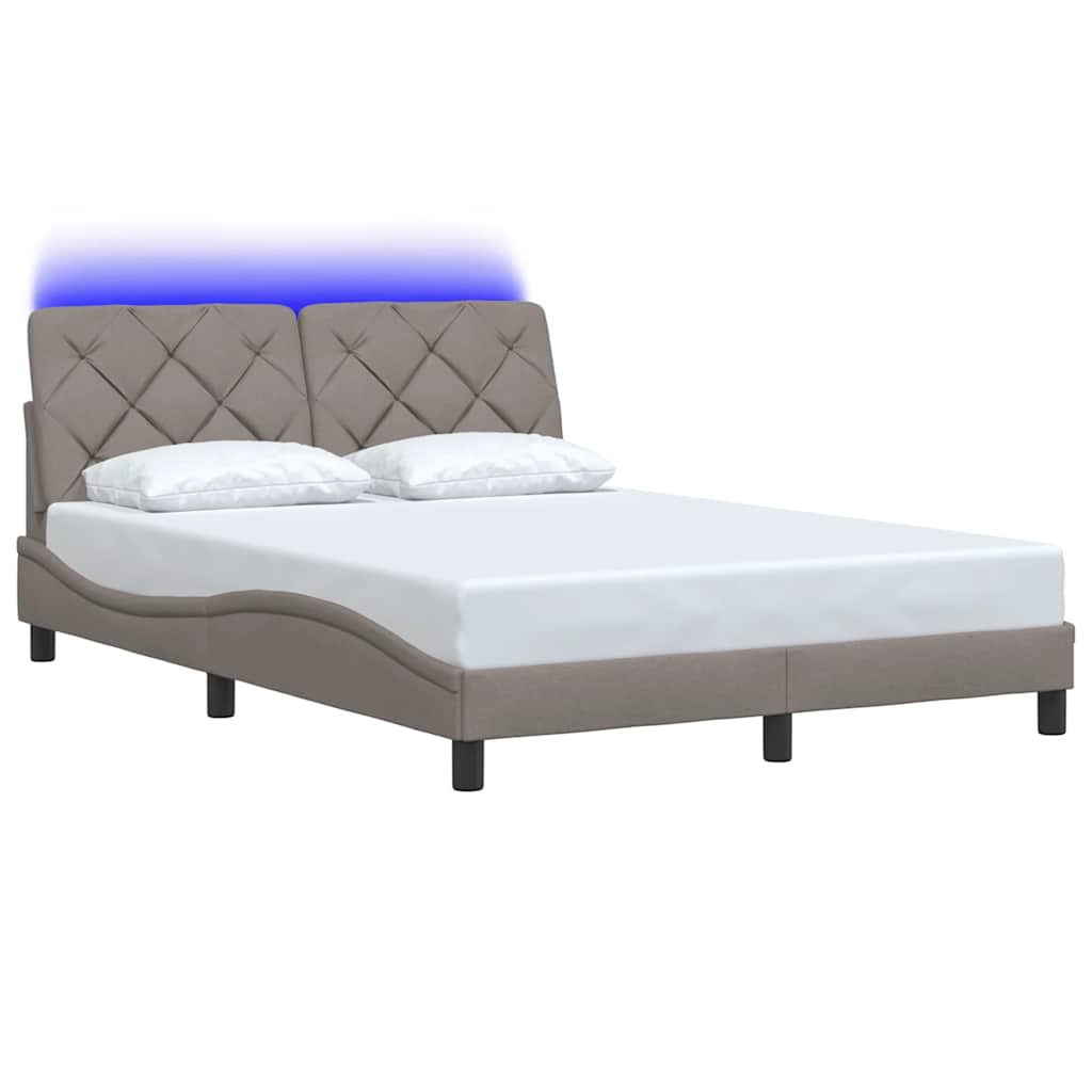 vidaXL Bedframe met LED zonder matras 120x200 cm stof taupe afbeelding