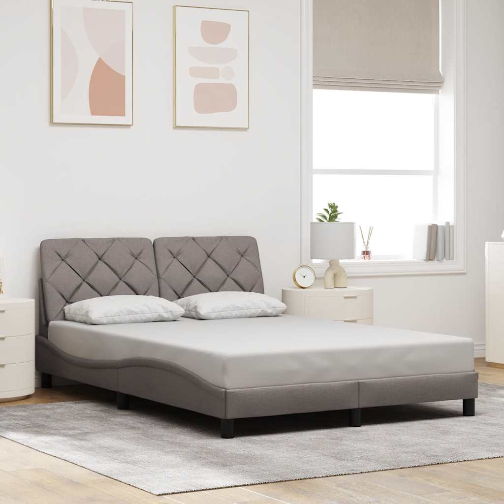 vidaXL Bedframe met LED zonder matras 120x200 cm stof taupe, foto 2