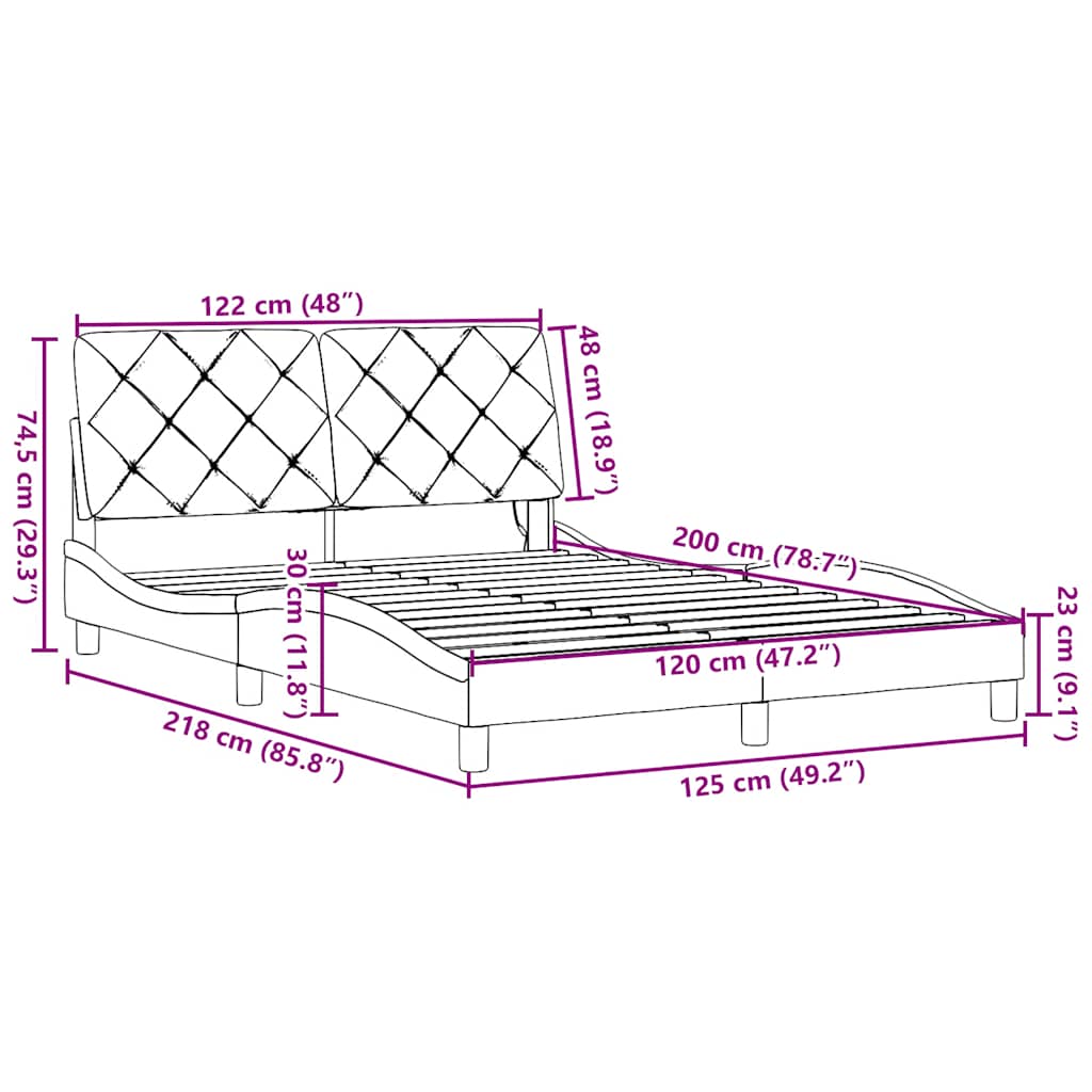 Rám postele s LED bez matrace Cream 120x200 cm Látka - obrázek 15