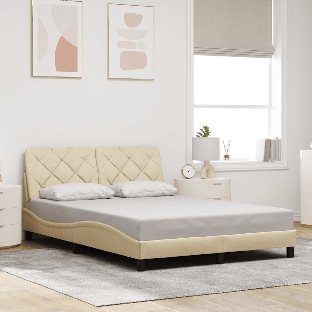 vidaXL Bedframe met LED zonder matras 120x200 cm stof crème, foto 2
