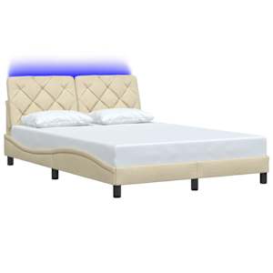 Rám postele s LED bez matrace Cream 120x200 cm Látka - obrázek 3