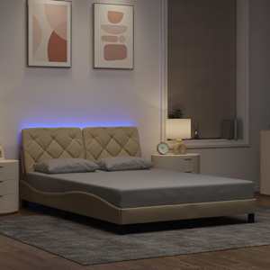 Rám postele s LED bez matrace Cream 120x200 cm Látka - obrázek 1