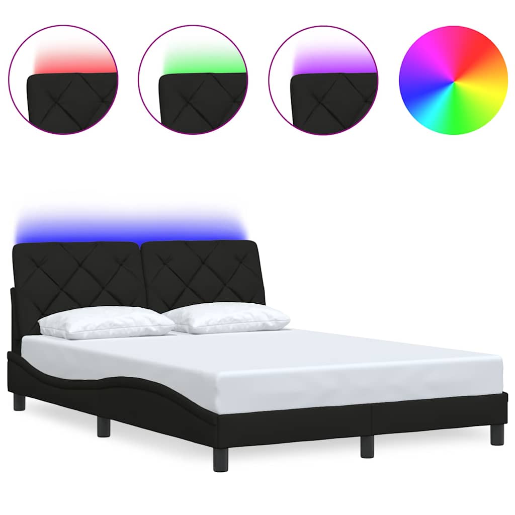 vidaXL Rám postele s LED bez matrace černý 140x190 cm Látka
