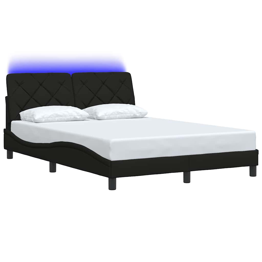 vidaXL Bedframe met LED zonder matras 140x190 cm stof zwart, foto 4