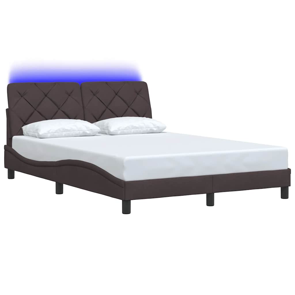 vidaXL Bedframe met LED zonder matras 140x190 cm stof donkerbruin bruin, foto 4