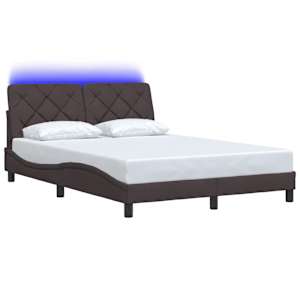 Rám postele s LED bez matrace Tmavě hnědá 140x190 cm Látka - obrázek 3