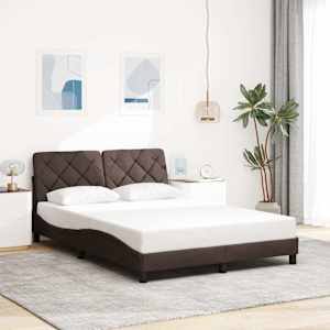 Rám postele s LED bez matrace Tmavě hnědá 140x190 cm Látka - obrázek 4