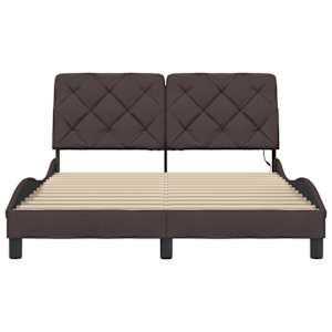 Rám postele s LED bez matrace Tmavě hnědá 140x190 cm Látka - obrázek 5