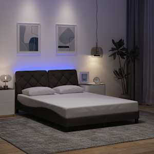 Rám postele s LED bez matrace Tmavě hnědá 140x190 cm Látka - obrázek 1