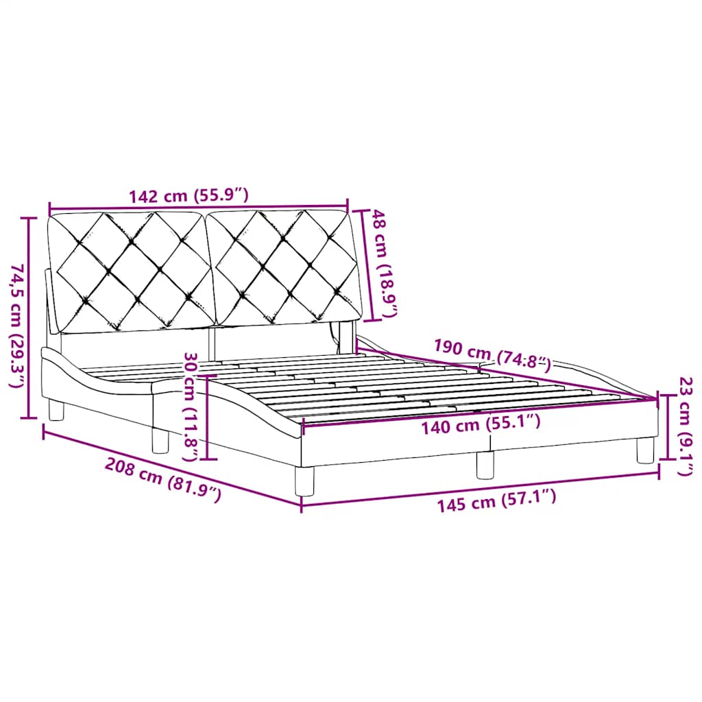 Rám postele s LED bez matrace Cream 140x190 cm Látka - obrázek 15