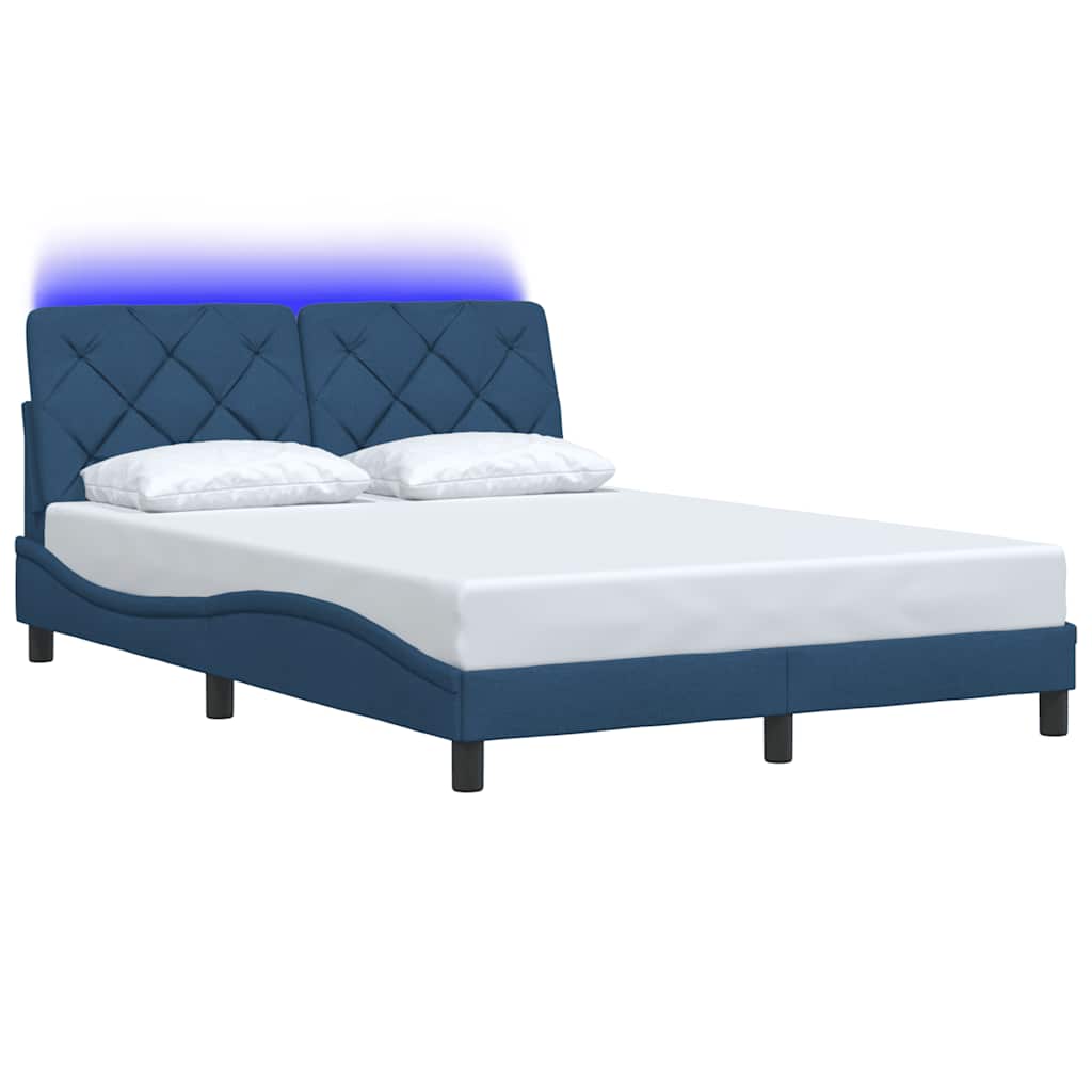 Thumbnail - vidaXL Bettgestell mit LED ohne Matratze Blau 140x190 cm Stoff