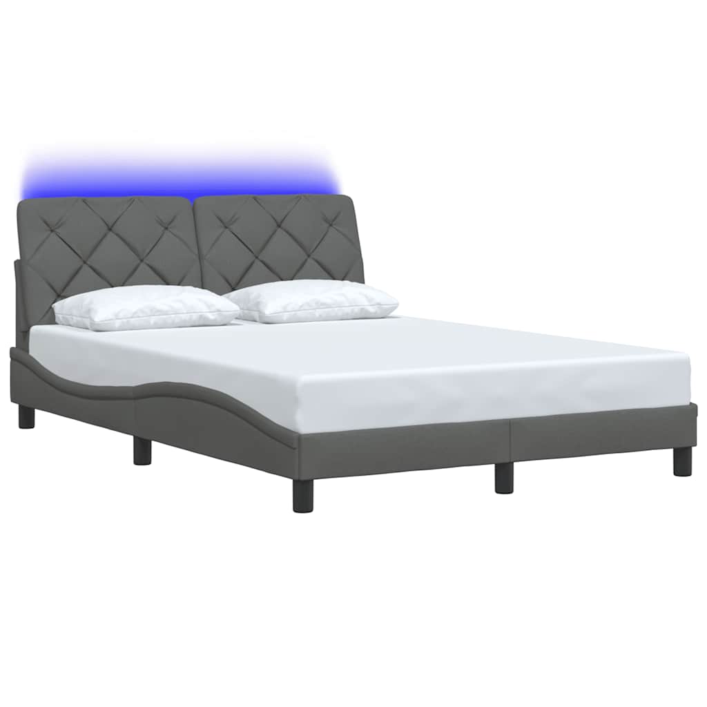 vidaXL Bedframe met LED zonder matras 140x200 cm stof donkergrijs afbeelding