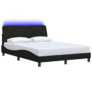 Rám postele s LED bez matrace černý 140x200 cm Látka - obrázek 3