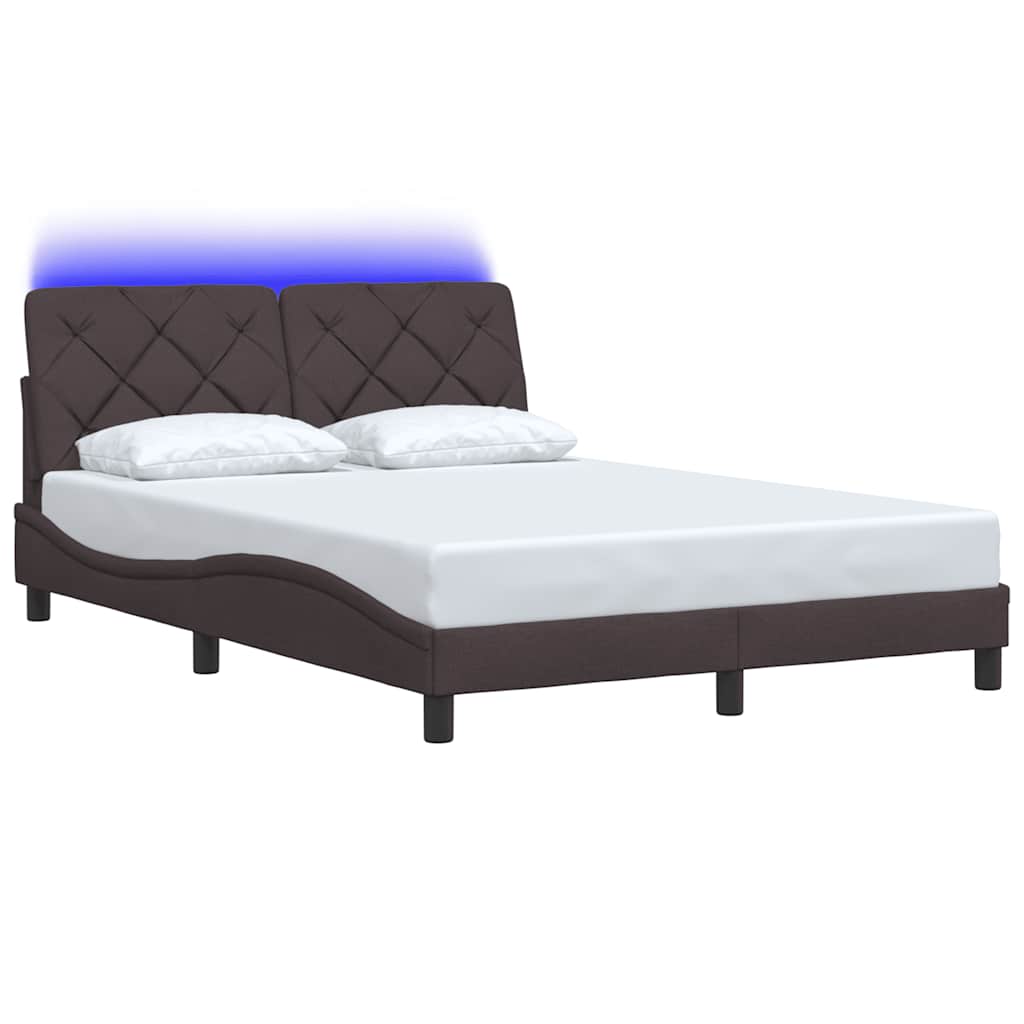 Thumbnail - vidaXL Bettgestell mit LED ohne Matratze Dunkelbraun 140x200 cm Stoff