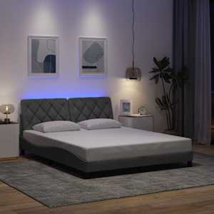 Rám postele s LED bez matrace Světle šedá 160x200 cm Látka - obrázek 1