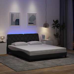 Rám postele s LED bez matrace Tmavě šedá 160x200 cm Látka - obrázek 1