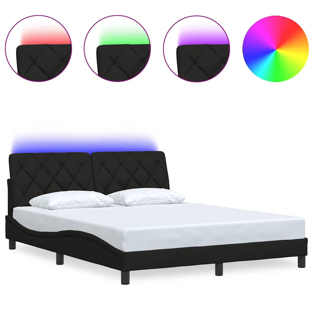 vidaXL Rám postele s LED bez matrace černý 160x200 cm Látka