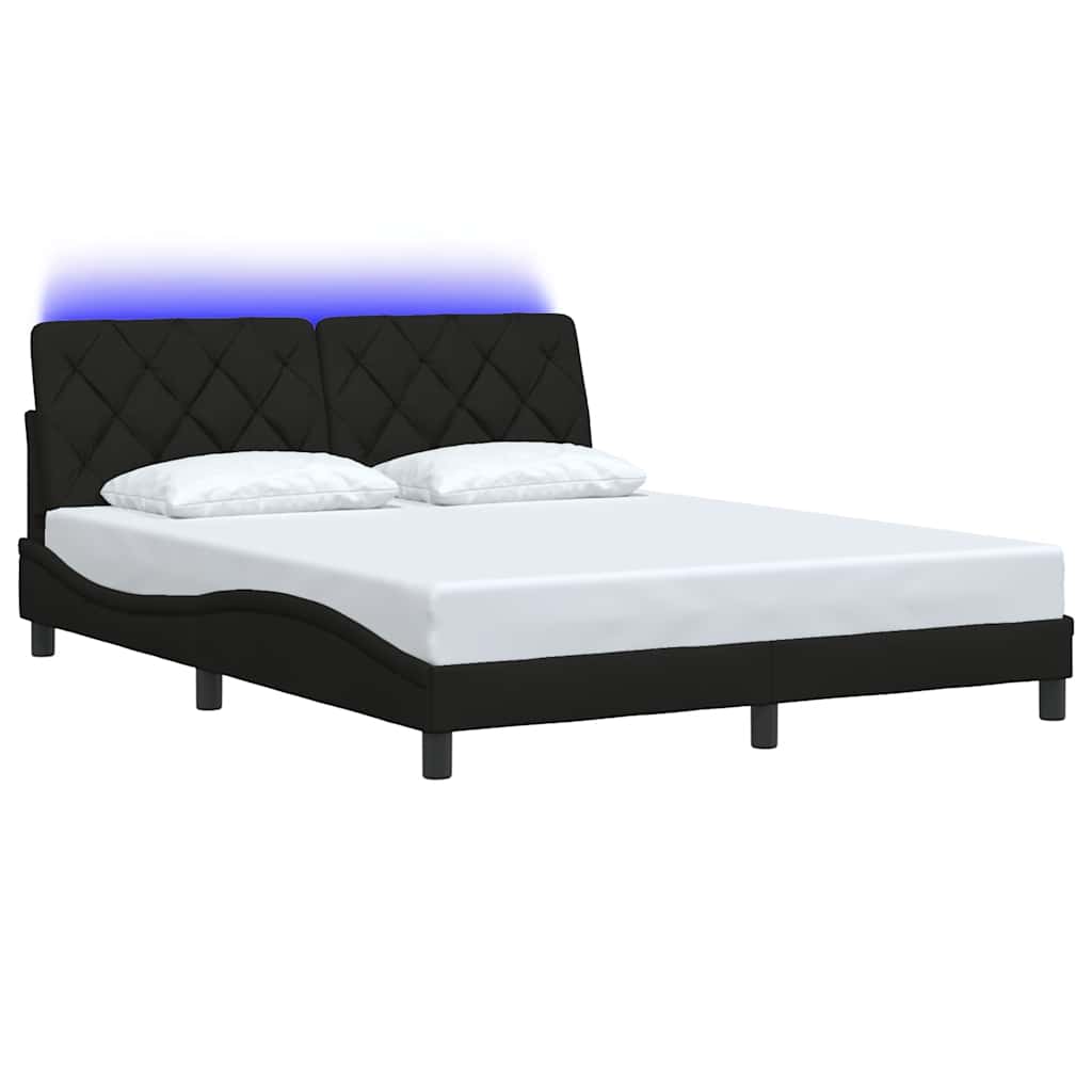 Thumbnail - vidaXL Bettgestell mit LED ohne Matratze Schwarz 160x200 cm Stoff
